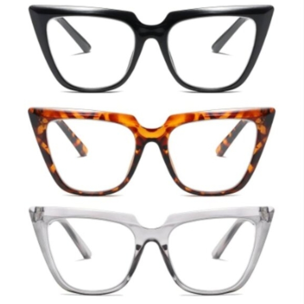 3 Pack Cat Eye Reading Glasses Oversized Blue Light Blocking Computer